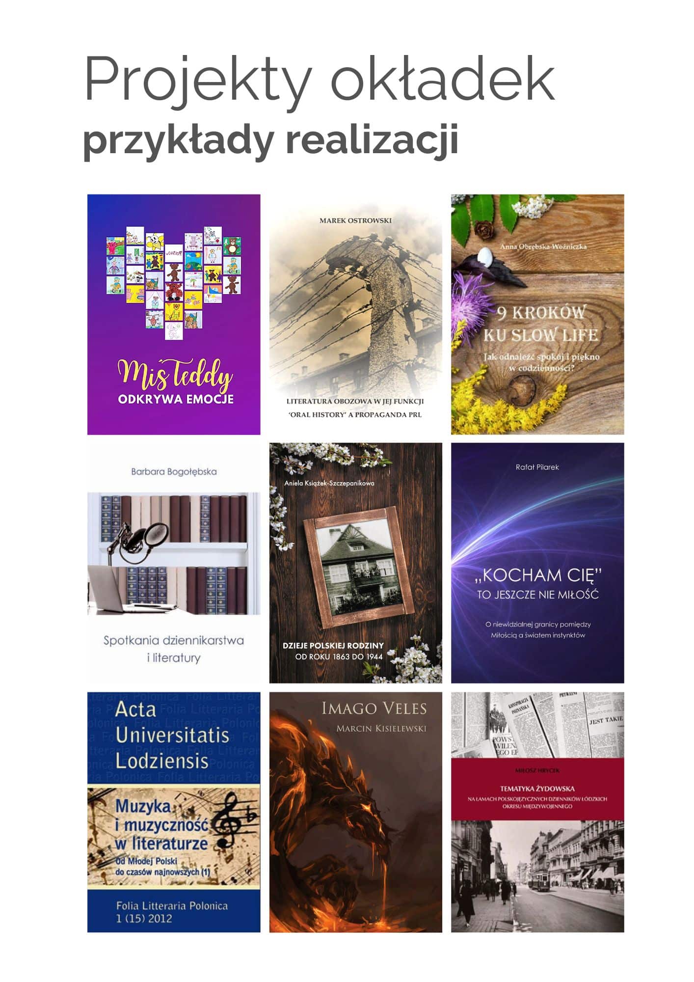 projekty okładek - przykłady realizacji