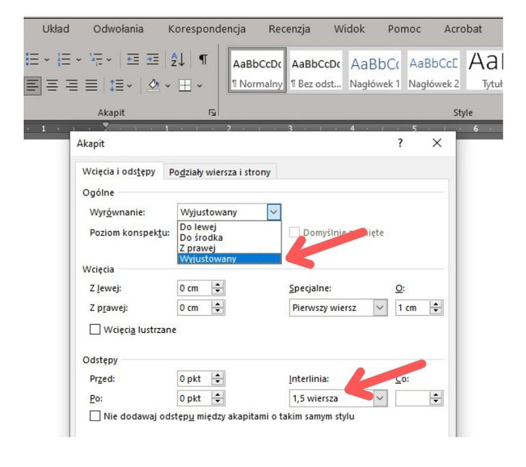 justowanie Wyrównanie tekstu i interlinia w pracy dyplomowej